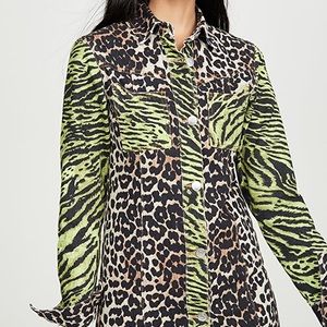 GANNI leopard and zebra denim dress